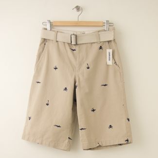 NEW Old Navy Embroidered Khaki Shorts with Belt  Boy's 16