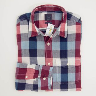 Gap Herringbone Buffalo Plaid Shirt in Sled Red