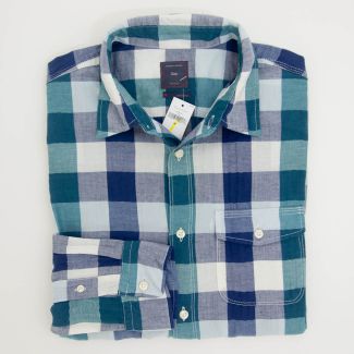 Gap Herringbone Buffalo Plaid Shirt in Forest Green
