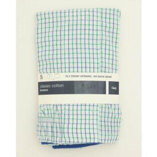 NEW Gap Classic Cotton Crawford Tattersall Boxers in Blue