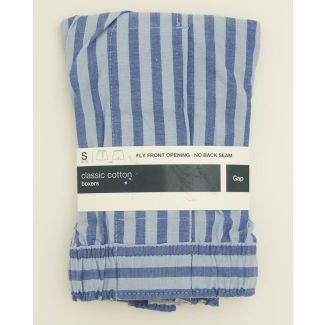 NEW Gap Classic Cotton Ian Stripe Boxers in Blue Men's Small (30-31)
