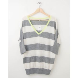 NEW Gap Striped Dolman-Sleeve Sweater in Heather Grey