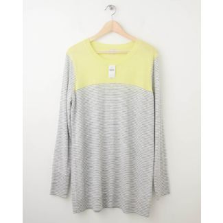 NEW Gap Neon Colorblock Striped Tunic Sweater in Lemon Yellow Women XL