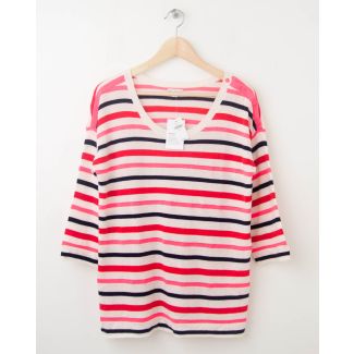 NEW Gap Neon Striped Button-Shoulder Sweater in Ivory Frost