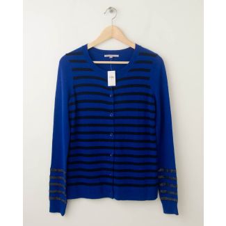 NEW Gap Striped Sequin Crew Cardigan in Royal Blue