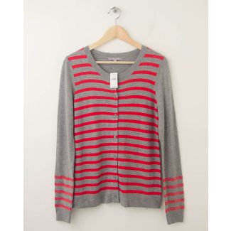 NEW Gap Striped Sequin Crew Cardigan in Light Grey Heather
