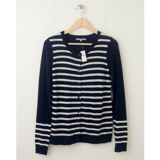 NEW Gap Striped Sequin Crew Cardigan in True Indigo Women's Small