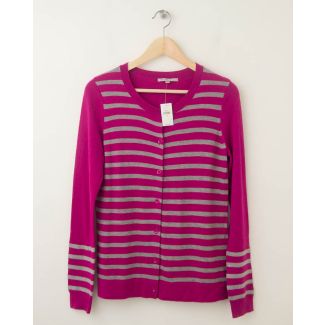 NEW Gap Striped Sequin Crew Cardigan in Electric Fuchsia Women's Small