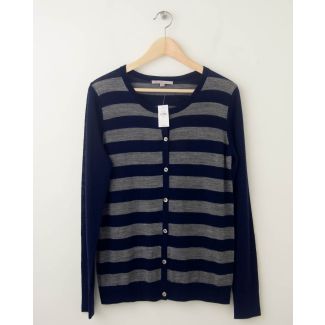 NEW Gap Striped Crew Cardigan in Navy Uniform Women's Medium