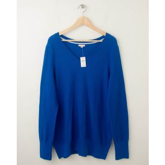 NEW Gap Pique V-Neck Sweater in Blue Streak Women's Extra Large