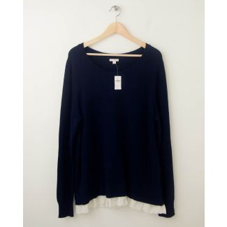 NEW Gap Eyelet Trim Sweater in Navy Uniform Women's Extra Large
