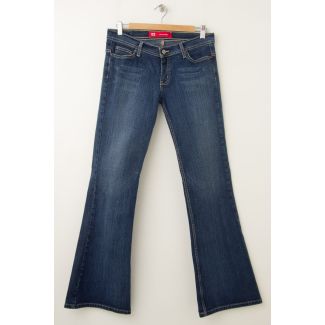 Express X2 W1 Slim Fit Super Low Rise Flare Leg Jeans Women's 6R