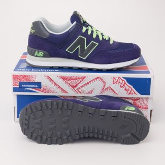New Balance Women's Retro 574 Classic Running Shoes Navy Volt WL574NVT