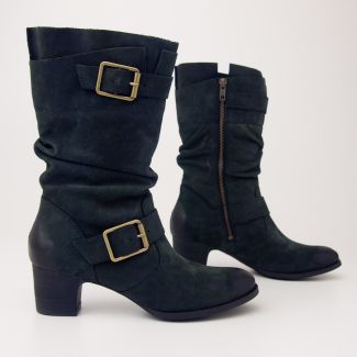 Cobb Hill Lily Black Double Buckle Boots CAD03BKN in Women's 8.5M