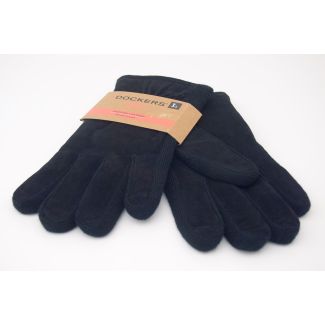 NEW Dockers Genuine Leather Fleece Lined PigSplit/Knit Combo Gloves in Black