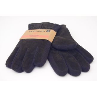 NEW Dockers Genuine Leather Fleece Lined PigSplit/Knit Combo Gloves in Brown