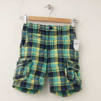 NEW GapKids Boy's Jaipur Cargo Shorts in Yellow & Blue Plaid