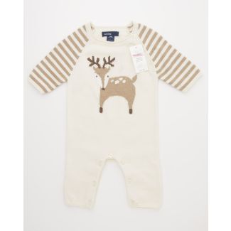NEW babyGap Favorite Intarsia Deer One-Piece Sweater Onesie in French Vanilla