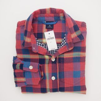 NEW GapKids Boy's Long Sleeve Gala Double Woven Shirt in Red Plaid