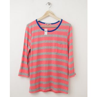 NEW Gap Luxe Jersey Striped Ringer Tee in Diva Pink