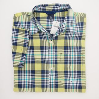 NEW GapKids Boys Short Sleeve Bright Check Plaid Shirt in Yellow Plaid