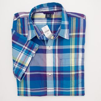 NEW GapKids Boys Short Sleeve Multi-Colored Plaid Shirt in Purple Plaid