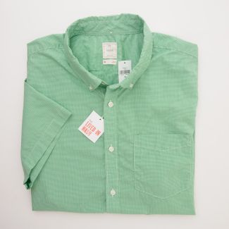 Gap Lived-In Wash Short Sleeve Micro Check Shirt in Flash Green