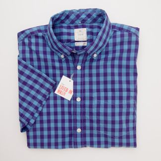 Gap Lived-In Wash Short Sleeve Gingham Shirt in Desert Violet