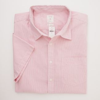 Gap Short Sleeve Micro Corded Stripe Shirt in Lipstick