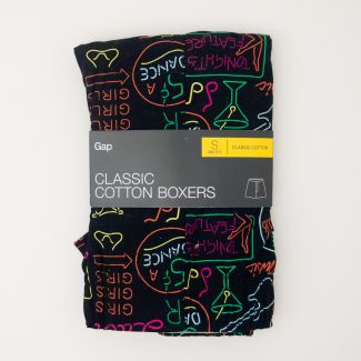 NEW Gap Classic Cotton Neon Signs Boxers in True Black