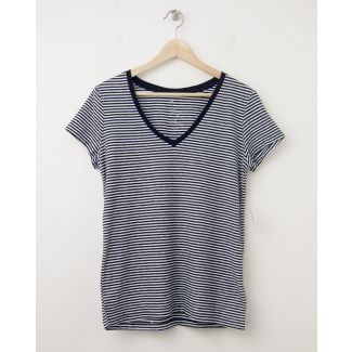 NEW Gap Women's The Essential Stripe V-Neck Tee T-Shirt in Navy Stripe