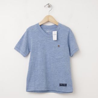 NEW GapKids Button Pocket V-Neck Tee T-Shirt in Light Blue Heather