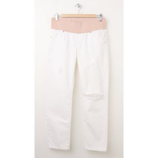 NEW Gap Maternity 1969 Demi-Panel Destructed Real Straight Jeans in White