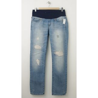NEW Gap Maternity 1969 Demi-Panel Destructed Real Straight Jeans in Daybreak