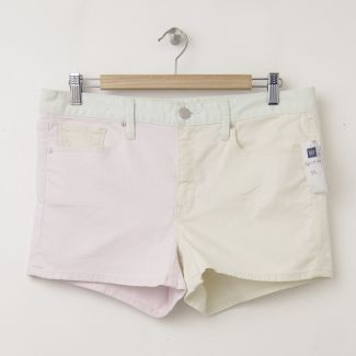 NEW Gap 1969 Colorblock Maddie Slim Denim Shorts in Pink Dogwood