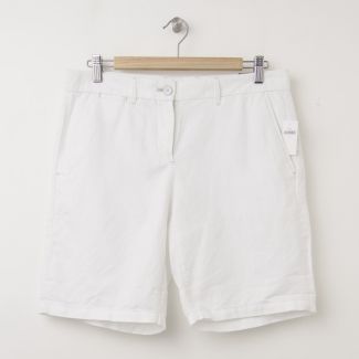 NEW Gap Boyfriend Roll-Up Linen Bermuda Shorts in Optic White