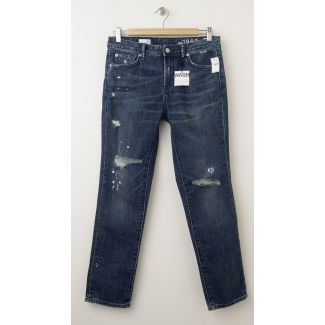 NEW Gap 1969 Destructed Mid-Rise Real Straight Skimmer Jeans in Hammond