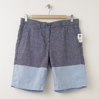 NEW Gap Colorblock Chambray Boyfriend Roll-Up Shorts in Blue