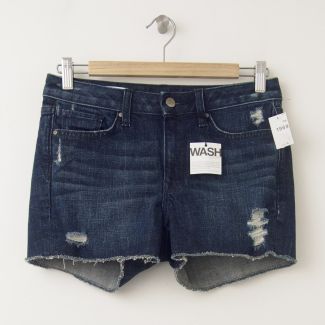 NEW Gap 1969 Destructed Raw Edge Maddie Slim Cut-Off Denim Shorts in Buckskin