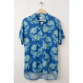 NEW Gap Fluid Drapey Floral Shirt in Blue Floral