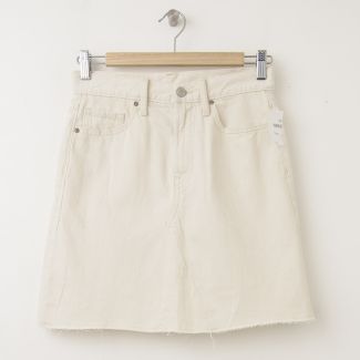 NEW Gap 1969 High Rise Raw Edge Denim Skirt in Ecru