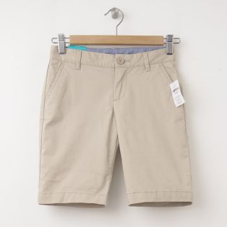 NEW GapKids Girl's Uniform Skinny Stretch Bermuda Shorts (8") in Wicker Beige 