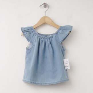 New babyGap Denim Flutter Top Shirt in Chambray