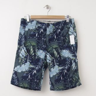 NEW GapKids Boys Palm Leaf Flat Front Shorts in Green Leaf Print 