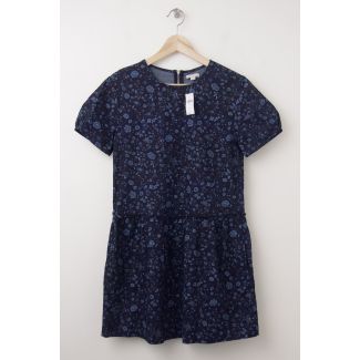 NEW Gap Short Sleeve Baby Doll Dropwaist Dress in Small Blue Floral 