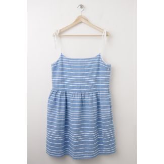 Gap Strappy Stripe Fit & Flare Dress in Barclay Blue 