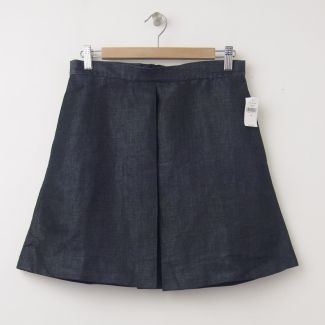 NEW Gap Linen Blend Single Box Pleat Skirt in Medium Chambray
