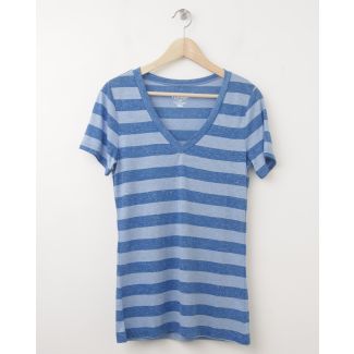 NEW Old Navy Women's April Vintage V-Neck Tee T-Shirt in Blue Stripe