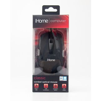iHome Computer Classic Corded Optical Mouse Black IH-M600B