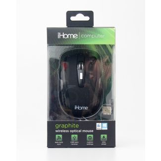 iHome Computer Graphite Wireless Optical Mouse Black Matte IH-M361B
